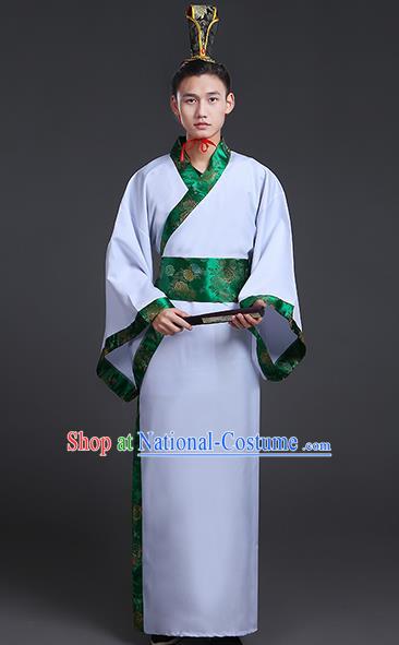 Chinese Ancient Han Dynasty Prince Costume Scholar Embroidered Hanfu Clothing for Men