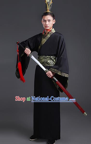 Chinese Ancient Han Dynasty Nobility Childe Costume Theatre Performances Swordsman Clothing for Men