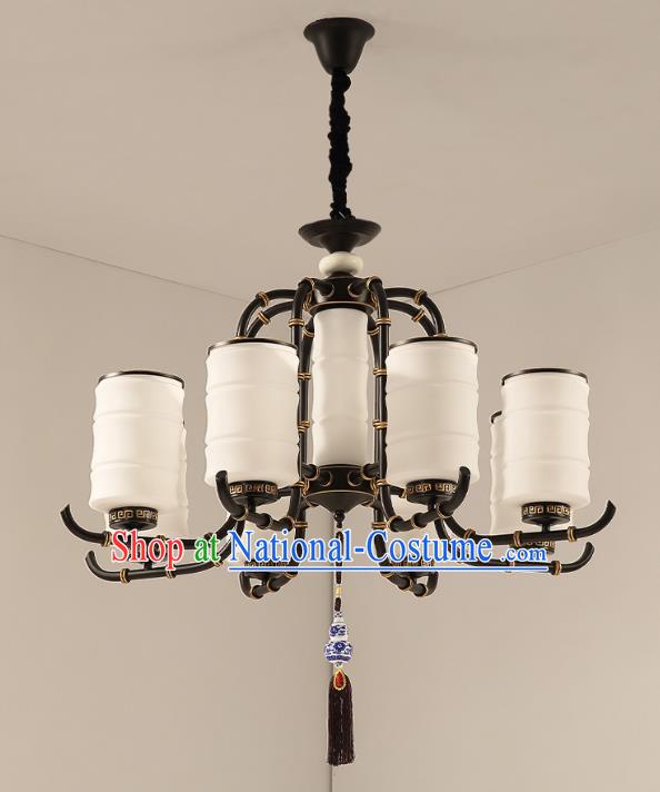 Traditional China Handmade Lantern Ancient Eight-Lights Hanging Lanterns Palace Ceiling Lamp