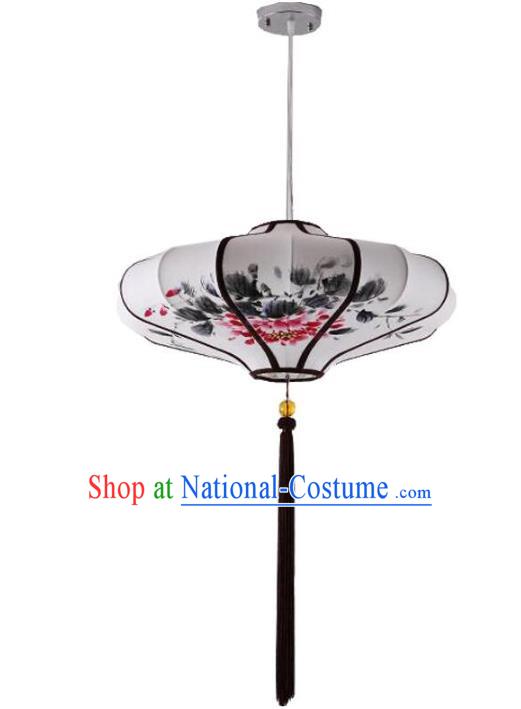 Traditional China Handmade Lantern Ancient Ink Painting Peony Hanging Lanterns Palace Ceiling Lamp