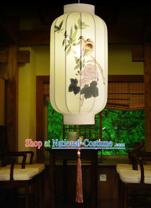 Traditional China Handmade Lantern Ancient Ink Painting Birds Hanging Lanterns Palace Ceiling Lamp