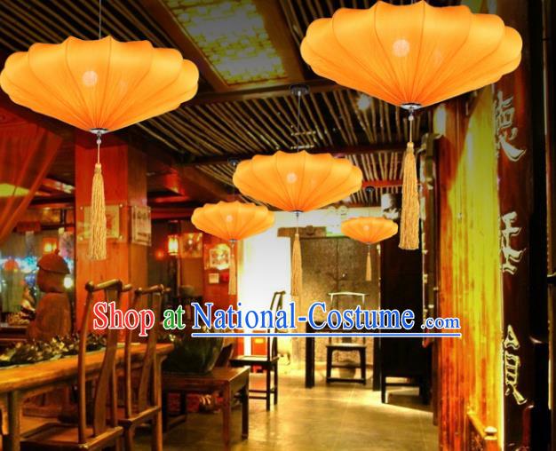 Traditional China Handmade Yellow Lantern Ancient New Year Hanging Lanterns Palace Ceiling Lamp