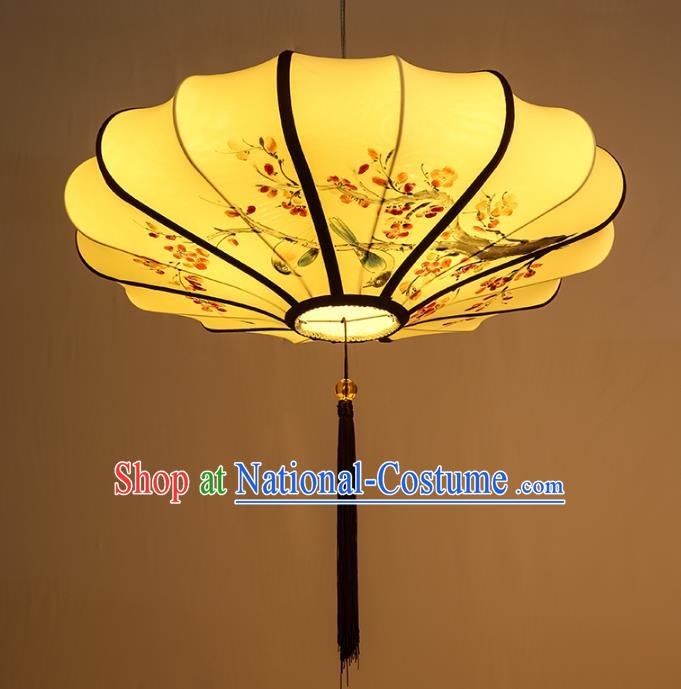 Traditional China Handmade Yellow Lotus Lantern Ancient New Year Hanging Lanterns Palace Ceiling Lamp