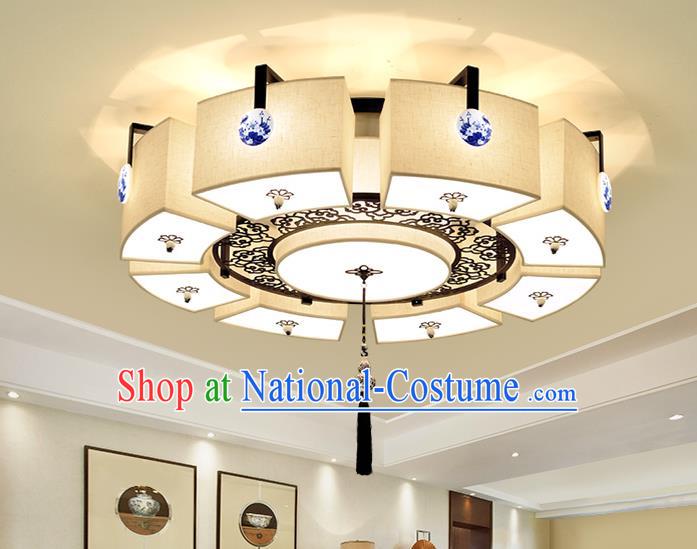 Traditional China Handmade Blue and White Porcelain Lantern Ancient Lanterns Palace Ceiling Lamp