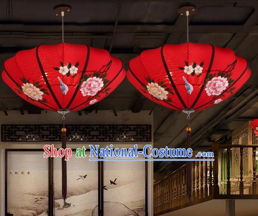 Traditional China Handmade Printing Red Lantern Ancient New Year Hanging Lanterns Palace Ceiling Lamp