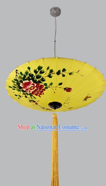 China Handmade Hanging Lantern Traditional Printing Peony Lanterns New Year Palace Ceiling Lamp