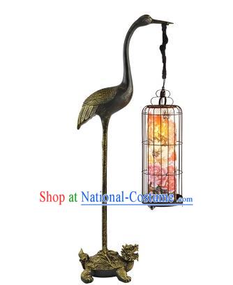 Asian China Handmade Crane Floor Lanterns Traditional Chinese Ancient Lamp Printing Palace Lantern