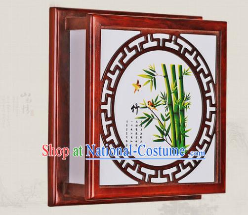 Asian China Handmade Wall Lanterns Traditional Ancient Square Lamp Printing Bamboo Palace Lantern