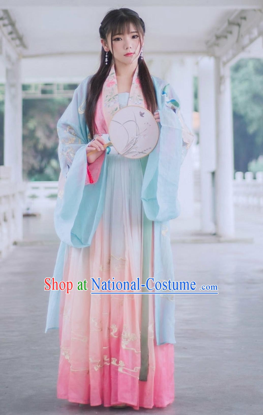 Chinese Traditional Hanfu Clothing Garment Complete Set for Women