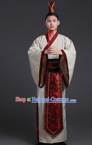 Chinese Ancient Han Dynasty Swordsman Costume Theatre Performances Clothing for Men