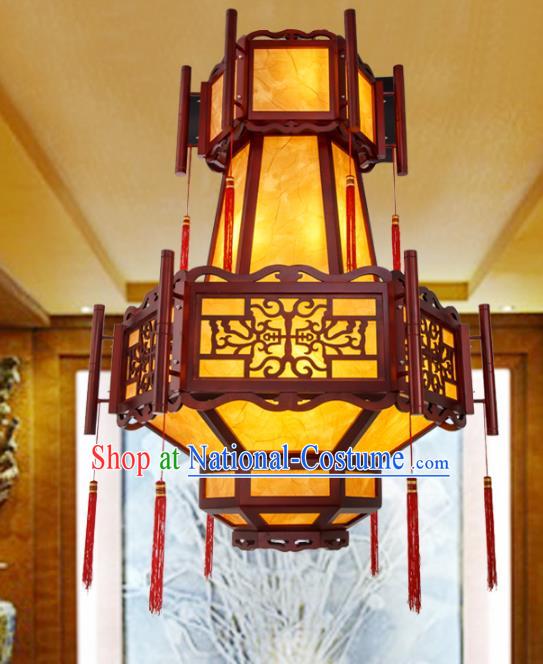 Asian China Handmade Wood Lantern Traditional Ancient Ceiling Lamp Hanging Palace Lanterns