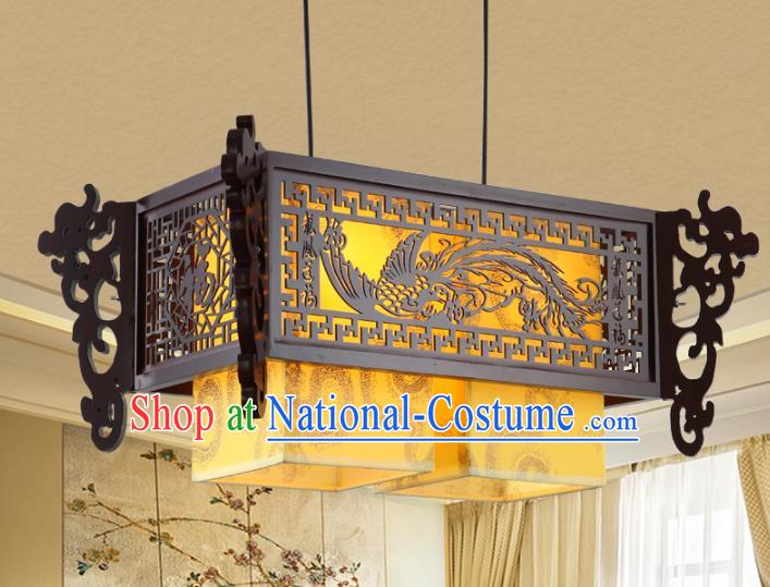 Asian China Handmade Wood Carving Phoenix Lantern Traditional Ancient Ceiling Lamp Palace Lanterns