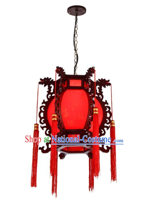 Chinese Handmade Wood Lantern Traditional Palace Ceiling Lamp Ancient Hanging Lanterns