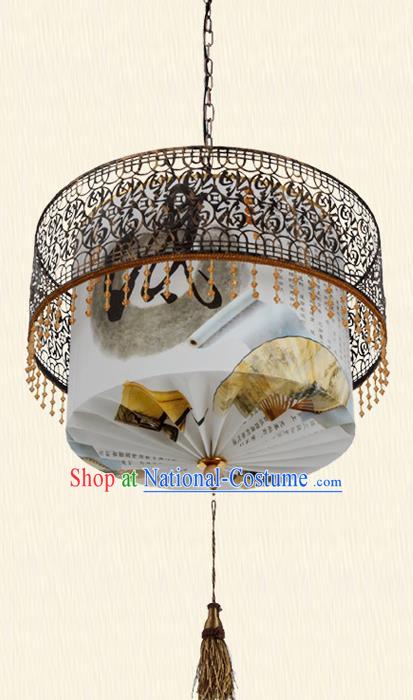 Chinese Handmade Printing Lantern Traditional Palace Ceiling Lamp Ancient Hanging Lanterns