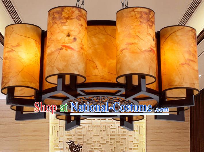 Chinese Handmade Eight-Lights Lantern Traditional Palace Ceiling Lamp Ancient Hanging Lanterns