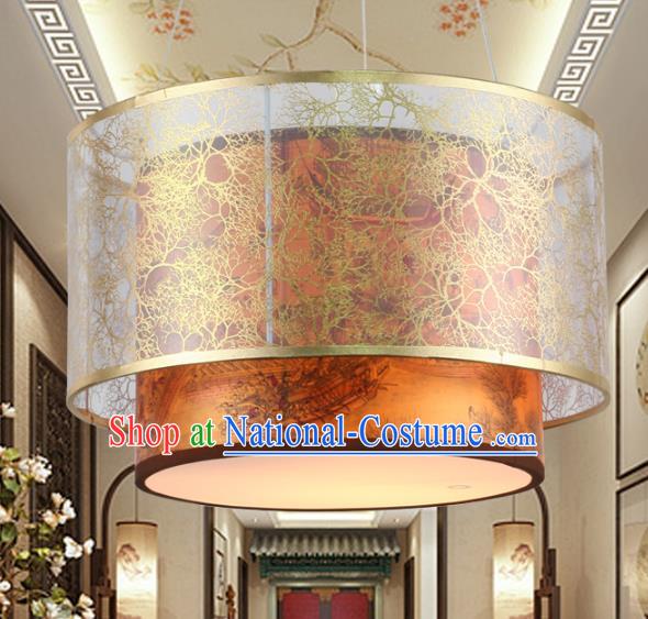 Chinese Handmade Printing Iron Lantern Traditional Palace Ceiling Lamp Ancient Hanging Lanterns