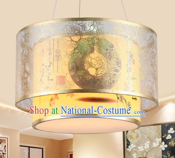 Chinese Handmade Printing Iron Lantern Traditional Palace Ceiling Lamp Ancient Hanging Lanterns