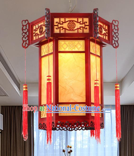 Chinese Handmade Wood Lantern Traditional Palace Ceiling Lamp Ancient Hanging Lanterns