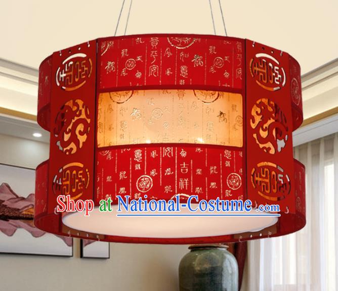 China Ancient Handmade Wood Carving Red Lantern Traditional Ceiling Lamp Palace Lanterns