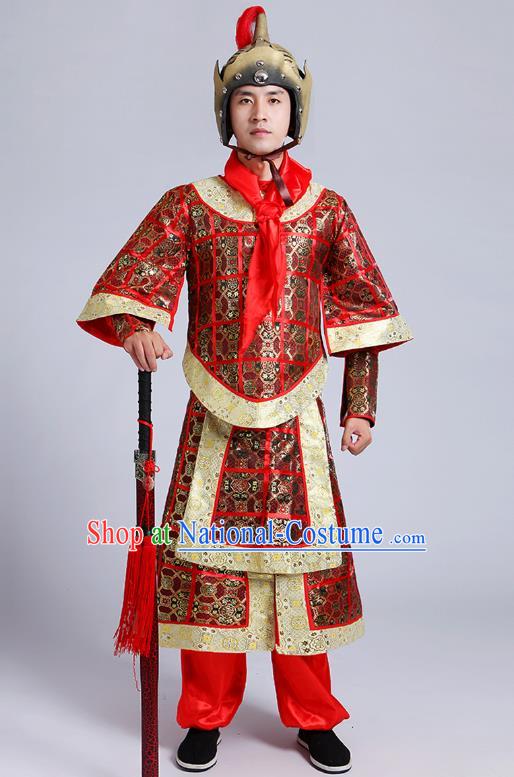 China Ancient Han Dynasty Soldier Costume Theatre Performances General Clothing for Men