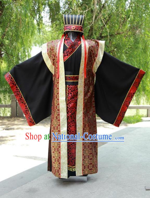 China Ancient Han Dynasty Chancellor Costume Theatre Performances Landlord Clothing for Men