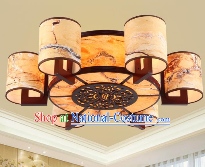 Chinese Handmade Wood Lantern Traditional Palace Six-Lights Ceiling Lamp Ancient Lanterns