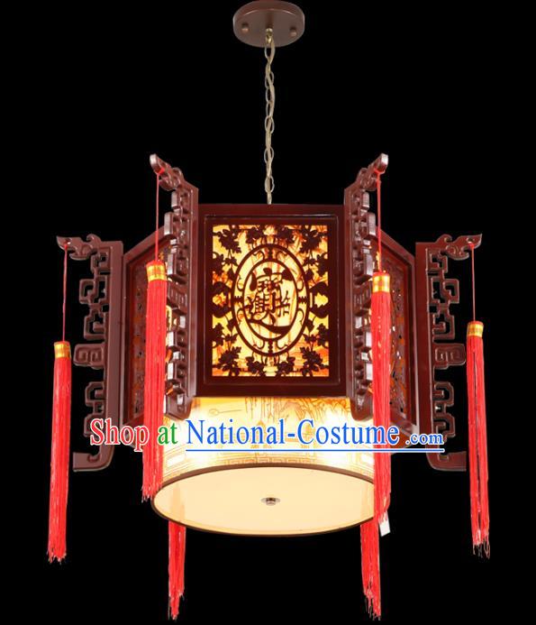 Chinese Handmade Wood Pierced Lantern Traditional Palace Ceiling Lamp Ancient Lanterns