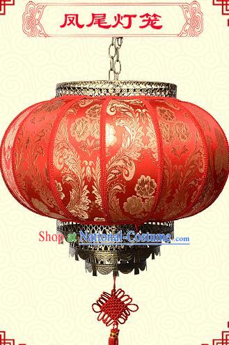 Chinese Handmade Palace Phoenix Flower Lanterns Traditional New Year Red Hanging Lantern