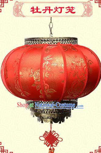 Chinese Handmade Palace Peony Lanterns Traditional New Year Red Hanging Lantern