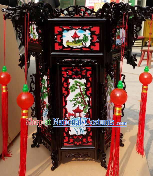 Chinese Handmade Pavilion Palace Lanterns Traditional New Year Hanging Lantern