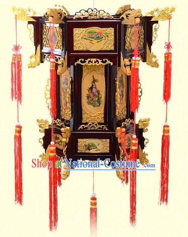 Chinese Handmade Eight immortals Golden Palace Lanterns Traditional New Year Hanging Lantern