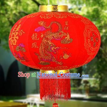 Chinese Handmade Dragon and Phoenix Palace Lanterns Traditional New Year Large Red Hanging Lantern