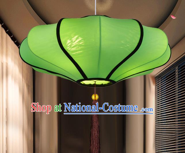 Chinese Classical Handmade Green Palace Lanterns Traditional Hanging Lantern Ancient Ceiling Lamp