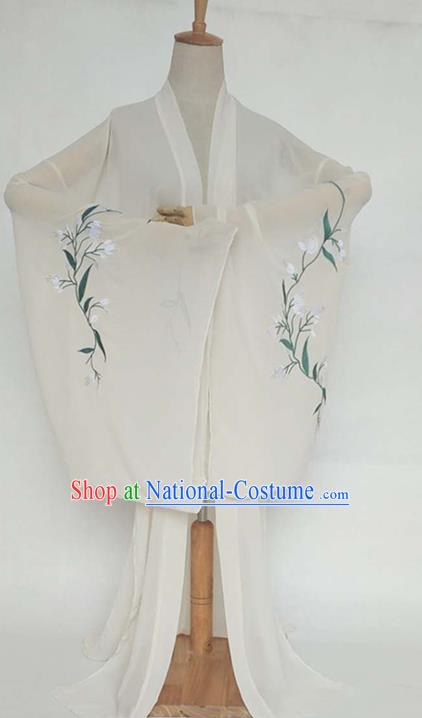 China Tang Dynasty Palace Lady Costume Ancient Princess Embroidered Willow Leaf Cardigan for Women