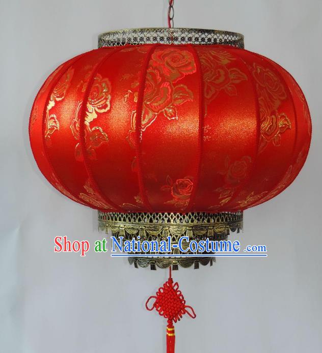 Chinese Ancient Handmade Red Palace Lanterns Traditional Round Hanging Lantern