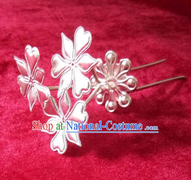 Traditional Chinese Miao Nationality Hairpins Hair Accessories Sliver Hair Clip for Women