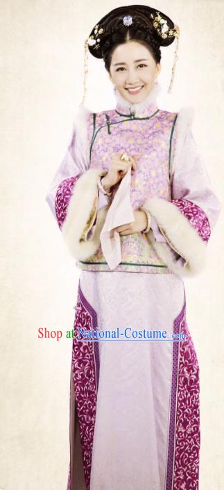 Ancient Chinese Qing Dynasty Shunzhi Empress Embroidered Dress Costume for Women