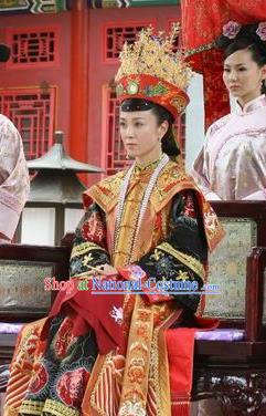 Chinese Qing Dynasty Empress of Xianfeng Historical Costume Ancient Manchu Lady Clothing for Women