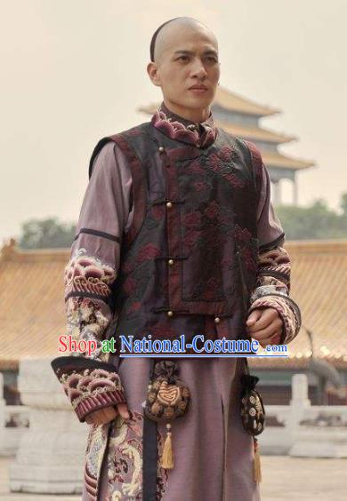 Chinese Qing Dynasty Nine Prince of Kangxi Historical Costume Ancient Manchu Nobility Childe Clothing for Men