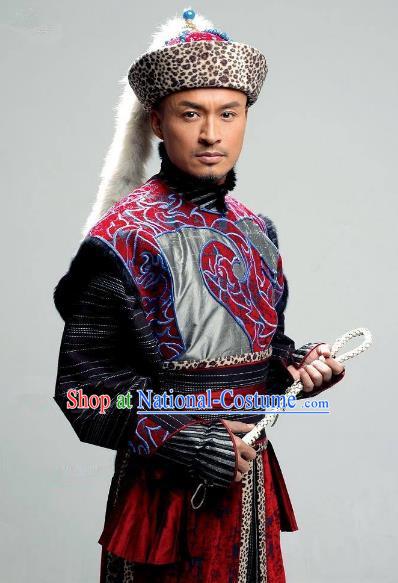 Chinese Qing Dynasty Nurhachi Historical Costume China Ancient Manchu Emperor Clothing