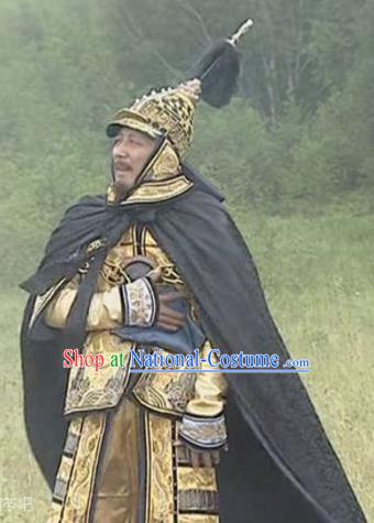 Chinese Qing Dynasty Emperor Kangxi Historical Costume China Ancient Manchu King Armour Clothing