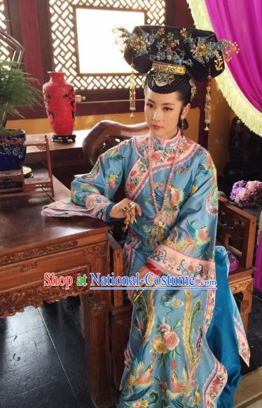 Chinese Qing Dynasty Empress of Shunzhi Historical Costume Ancient Manchu Queen Mother Clothing for Women