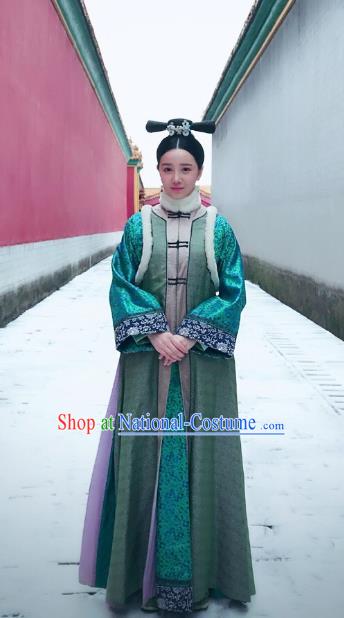 Chinese Qing Dynasty Princess Historical Costume Ancient Manchu Palace Lady Clothing for Women