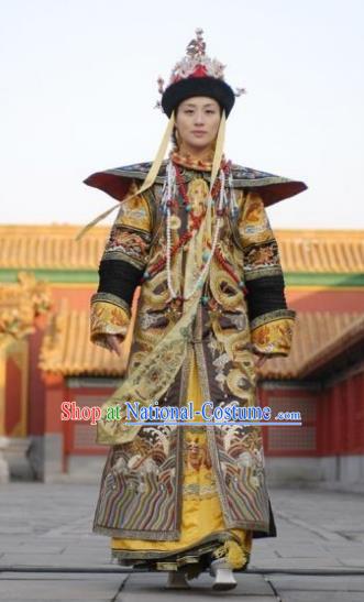 Chinese Qing Dynasty Last Queen Mother Historical Costume Ancient Empress Dowager Cixi Clothing for Women