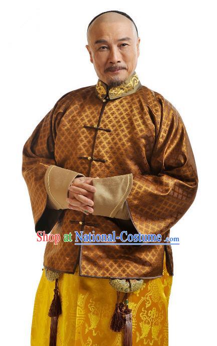 Chinese Qing Dynasty Emperor Kangxi Court Historical Costume Ancient Manchu Kaiser Xuanye Clothing for Men