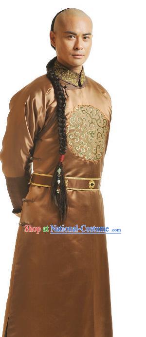 Chinese Qing Dynasty Eight Prince of Kangxi Historical Costume Ancient Manchu Royal Highness Clothing for Men