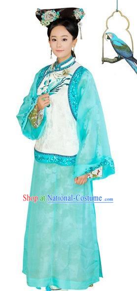 Chinese Qing Dynasty Manchu Imperial Consort of Yongzheng Historical Costume Ancient Palace Lady Clothing for Women