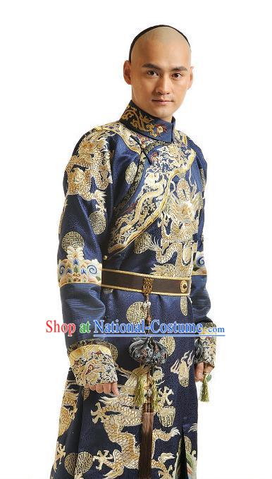 Chinese Qing Dynasty Thirteen Prince of Kangxi Historical Costume Ancient Manchu Prince Clothing for Men