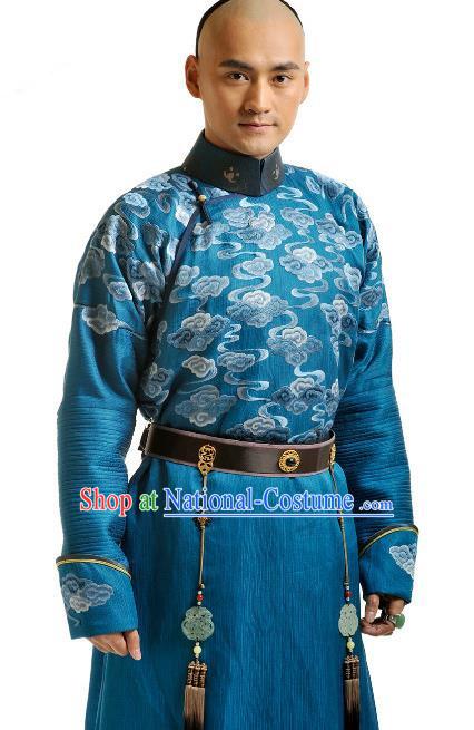 Chinese Qing Dynasty Thirteen Prince of Kangxi Historical Costume Ancient Manchu Royal Highness Clothing for Men