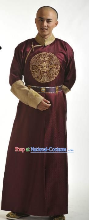 Chinese Qing Dynasty Ten Prince of Kangxi YinE Historical Costume Ancient Manchu Royal Highness Clothing for Men